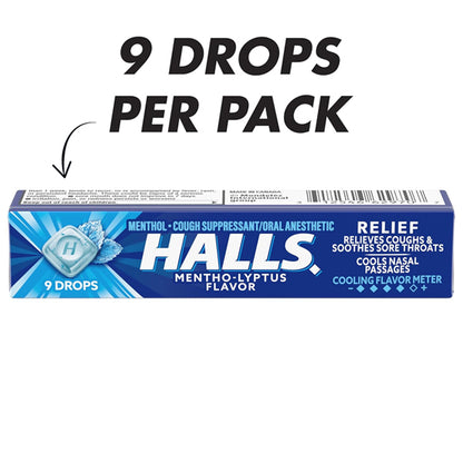 HALLS Cough and Throat Relief Mentho-Lyptus Cough Drops 20 Sticks of 9 180 Total
