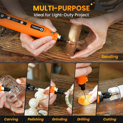 HARDELL Mini Cordless Rotary Tool 18000RPM, 2000mAh, USB-C 5-Speed 69 Piece Kit Hardell