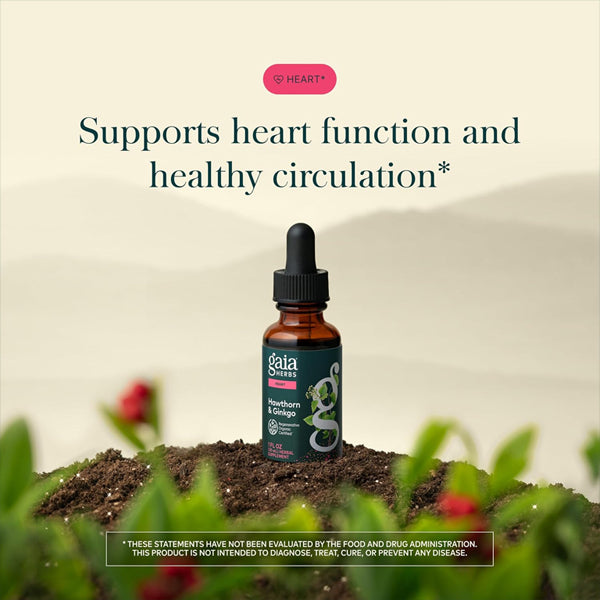 Gaia Herbs Hawthorn & Ginkgo 1oz Regenerative Organic Certified Gaia Herbs