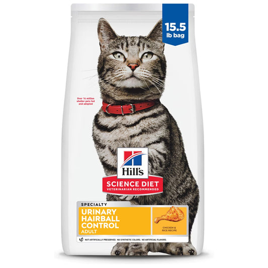 Hill's Science Diet Adult Urinary & Hairball Control Chicken Dry Cat Food 15.5lbs