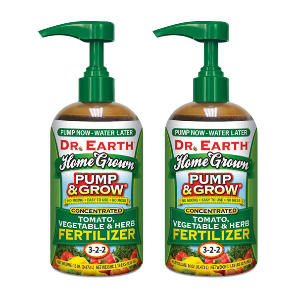 2 Pack - Dr. Earth Pump & Grow Organic Tomato Vegetable & Herb 3-2-2 Fertilizer 16oz