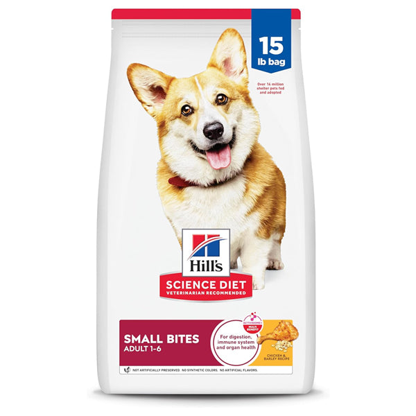 Hill's Science Diet Adult 1-6 Small Bites Dry Dog Food Chicken & Barley 15lb Hill's Science Diet