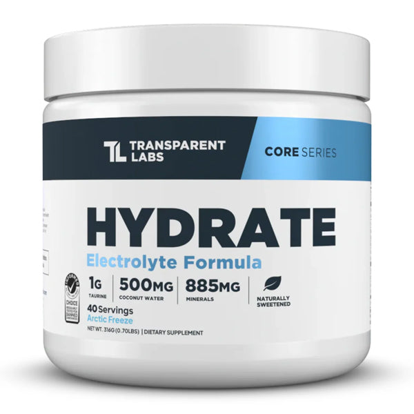 2 Pack - Transparent Labs Hydrate Electrolyte Formula Arctic Freeze 40 Servings