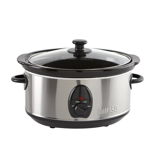 IMUSA Electric Stainless Steel PTFE Nonstick Slow Cooker 3.7 Quarts