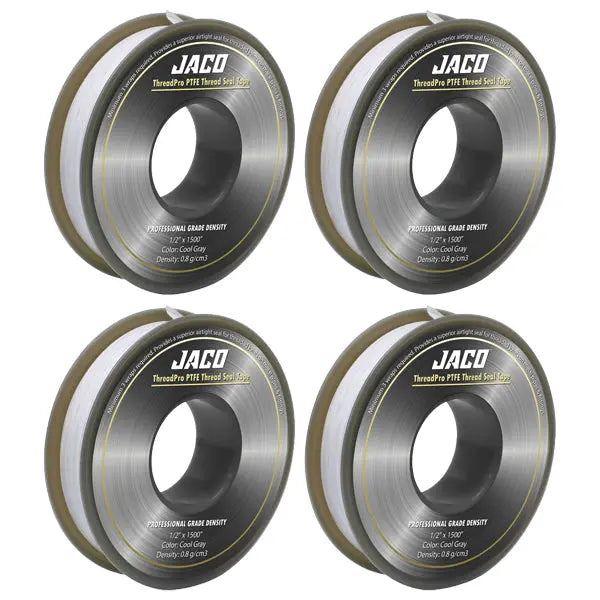 4 Pack - JACO Threadpro High-Density Thread Seal Tape 1/2" X 125 Ft (Mega Roll) Jaco