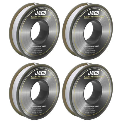 4 Pack - JACO Threadpro High-Density Thread Seal Tape 1/2" X 125 Ft (Mega Roll) Jaco