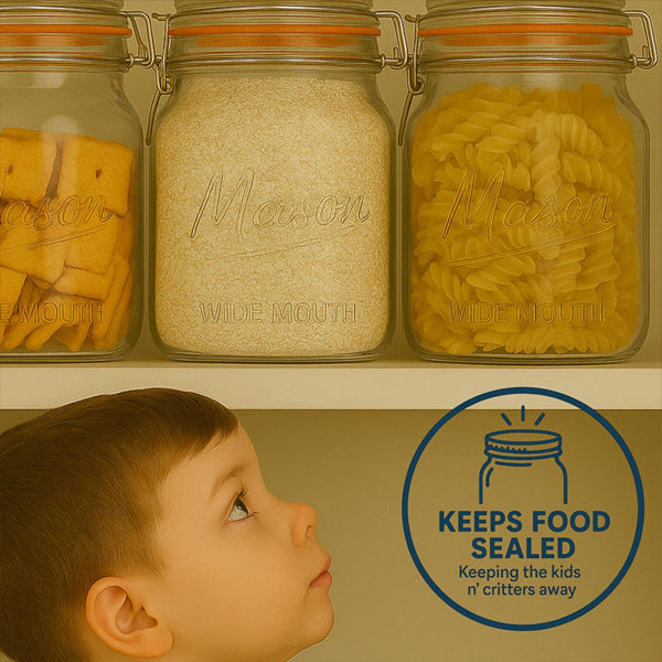 4 Pack - Large Wide Mouth Glass Mason Half Gallon Food Storage & Canning Jars