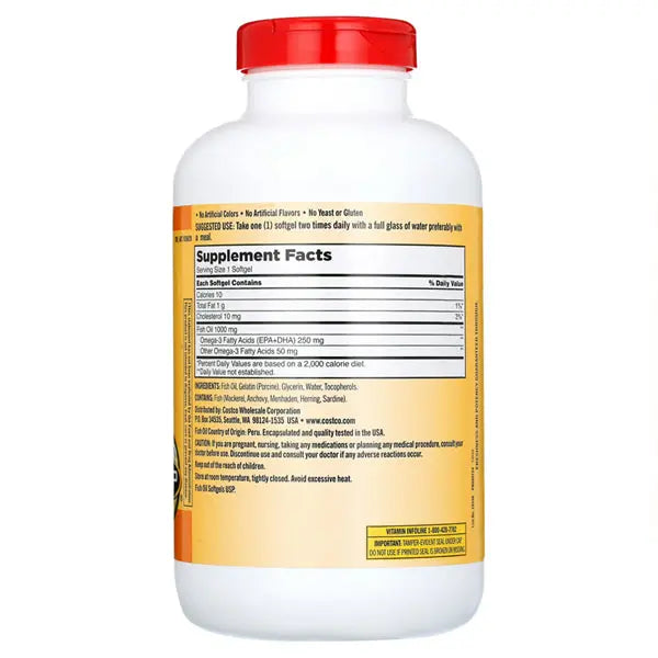 2 Pack - Kirkland Signature Fish Oil 1000 mg. Supports Healthy Heart - 400 Softgels Kirkland