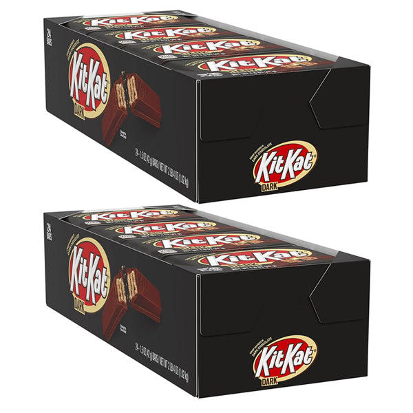 2 Boxes - KIT KAT Dark Chocolate Wafer Candy Bars, 1.5 oz 24 Count Each
