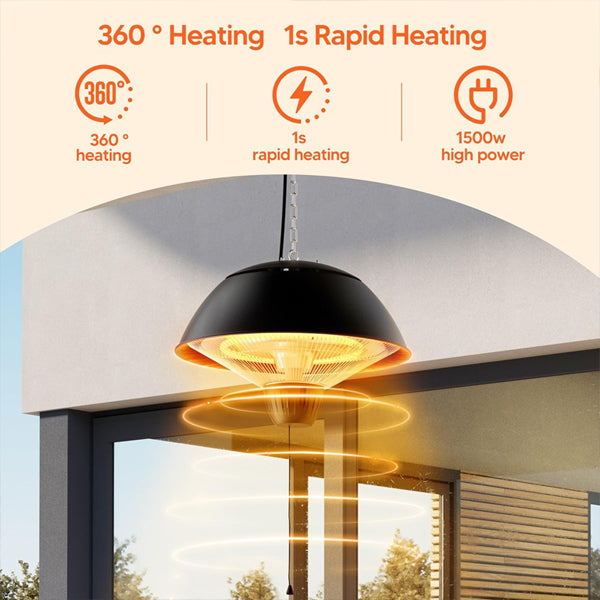 Danluke 1500W Electric Outdoor Hanging Infrared Heater with Carbon Fiber Heating Danluke