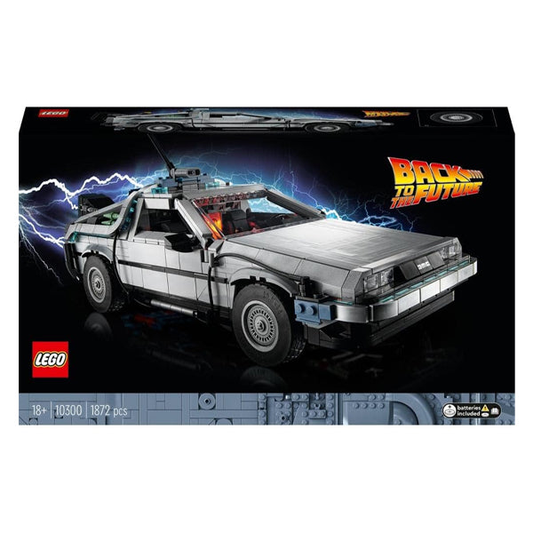 The LEGO Back to the Future DeLorean DMC-12 10300 is a detailed model kit for adults with 1,872 pieces, perfect as a collector’s item or gift for Back to the Future fans aged 18 and up.