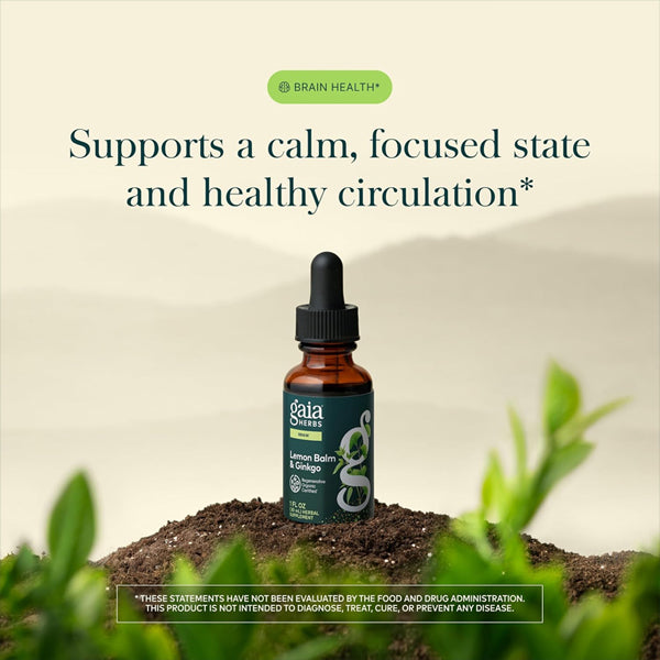 Gaia Herbs Lemon Balm & Ginkgo 1oz Regenerative Organic Certified Gaia Herbs