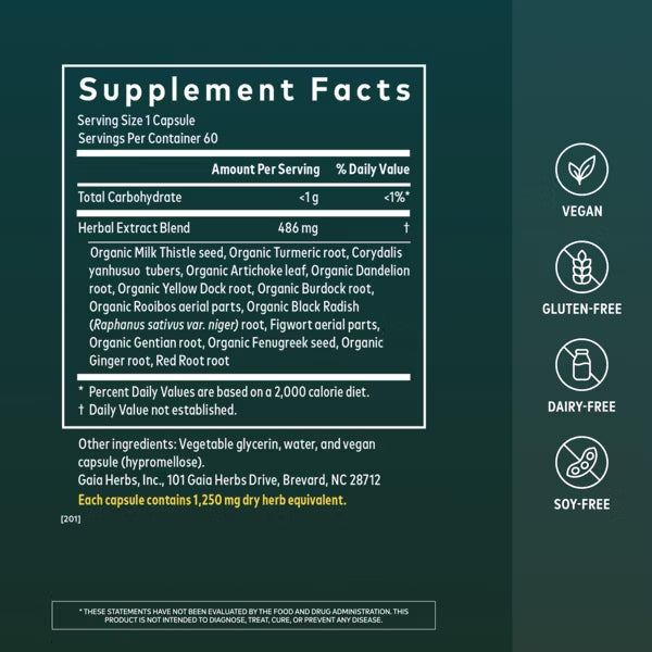 Gaia Herbs Liver Cleanse Liver Health Support 60 Vegan Capsules Gaia Herbs