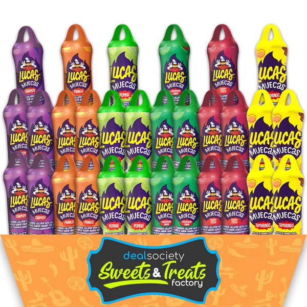 Lucas Muecas Mexican Lollipop with Chili Powder Candy 30 Count Variety Pack
