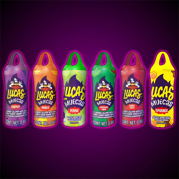 Lucas Muecas Mexican Lollipop with Chili Powder Candy 30 Count Variety Pack