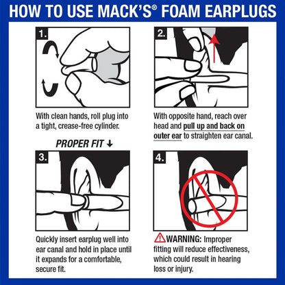Mack's Ultra Soft Foam Earplugs 100 Pair Bag 33dB Highest NRR Comfortable Ear Plugs Mack's