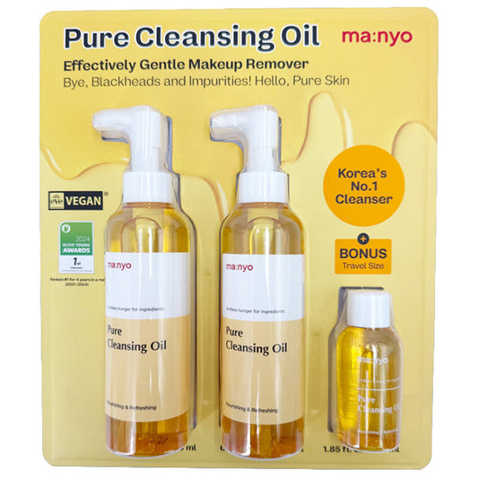Manyo Pure Cleansing Oil Gentle Makeup Remover 2 Pack Plus Bonus Travel Size