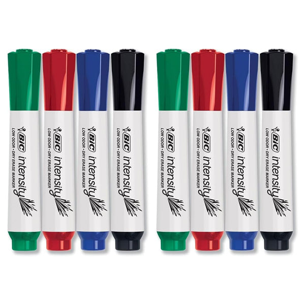 2 Pack - BIC Intensity Low Odor Dry Erase Markers Assorted Colors Chisel Tip 4-Count