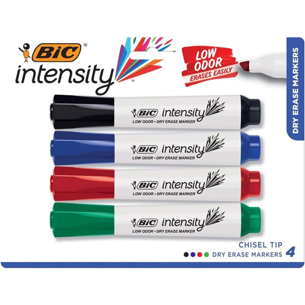 2 Pack - BIC Intensity Low Odor Dry Erase Markers Assorted Colors Chisel Tip 4-Count