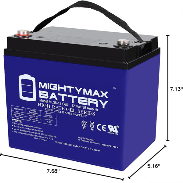 Mighty Max ML35-12 GEL - 12V 35AH GEL, INT Terminal Rechargeable SLA AGM Battery Mighty Max