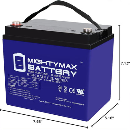Mighty Max ML35-12 GEL - 12V 35AH GEL, INT Terminal Rechargeable SLA AGM Battery Mighty Max
