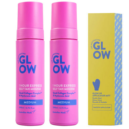 2 Pack - Australian Glow 1 Hour Express Self Tan Mousse Medium 6.76oz