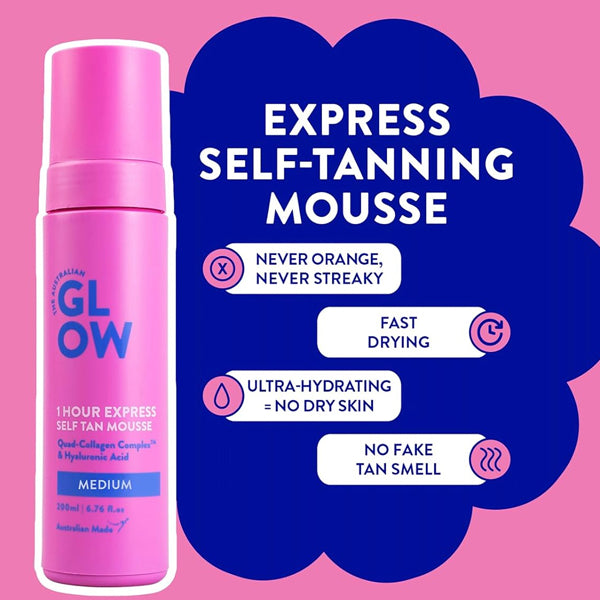2 Pack - Australian Glow 1 Hour Express Self Tan Mousse Medium 6.76oz