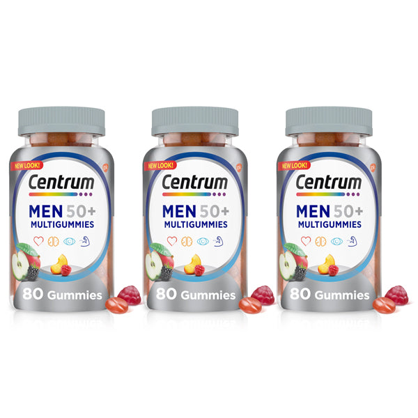 3 Pack - Centrum Men's Health 50 Plus Multivitamin Gummies Assorted Fruit 80 Count