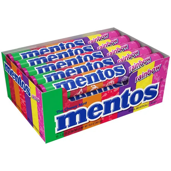 Mentos Chewy Mint Candy Roll Rainbow Mint Candies 14 Pieces Per Roll 15 Count Mentos