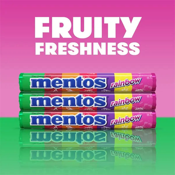 Mentos Chewy Mint Candy Roll Rainbow Mint Candies 14 Pieces Per Roll 15 Count Mentos