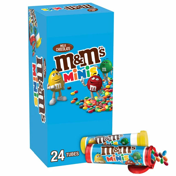 24 Pack - M&M's Minis Milk Chocolate Candy 1.08 Oz Tubes