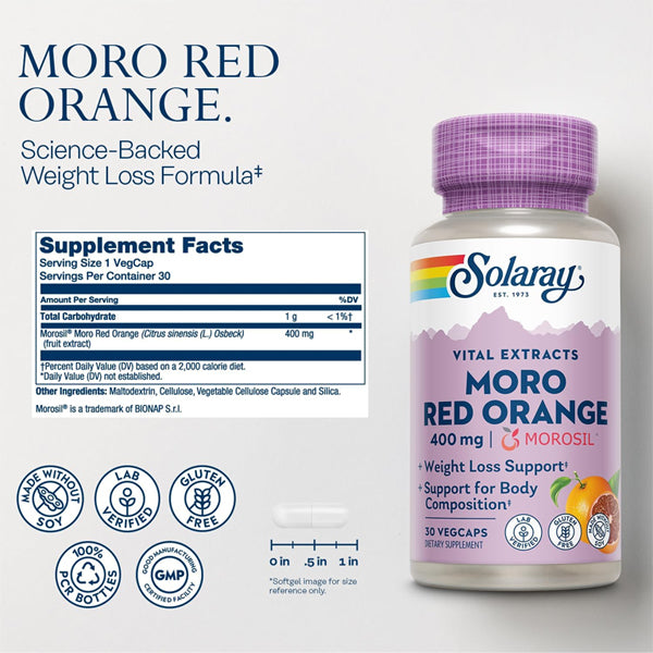 Solaray Morosil Moro Red Orange 400mg Weight Loss Support 30 VegCaps