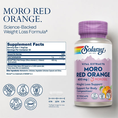 Solaray Morosil Moro Red Orange 400mg Weight Loss Support 30 VegCaps