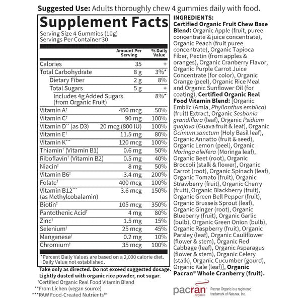 Garden of Life Organics Women's Multi Whole Food Gummies 120 Count Garden of Life
