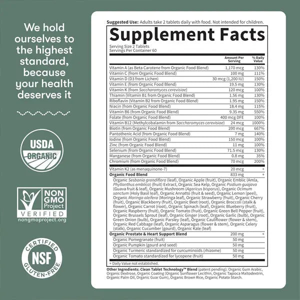 Garden of Life Organics Men's 40+ Multivitamin with Prostate Support 120 Count Garden of Life