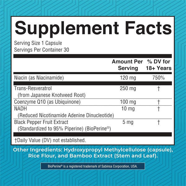 Mary Ruth's NADH Capsules NAD+ Precursor for Cellular Energy 30 Count