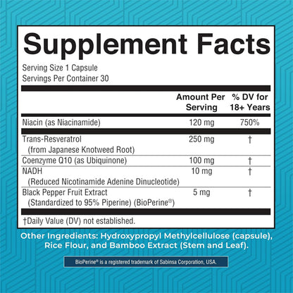 Mary Ruth's NADH Capsules NAD+ Precursor for Cellular Energy 30 Count