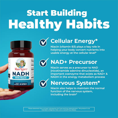 Mary Ruth's NADH Capsules NAD+ Precursor for Cellular Energy 30 Count