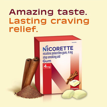 Nicorette 4 mg Nicotine Gum to Help Stop Smoking Cinnamon Surge 100 Count