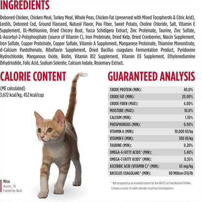 Nulo Freestyle High Protein Cat & Kitten Dry Food Chicken & Cod Recipe 14lb Nulo