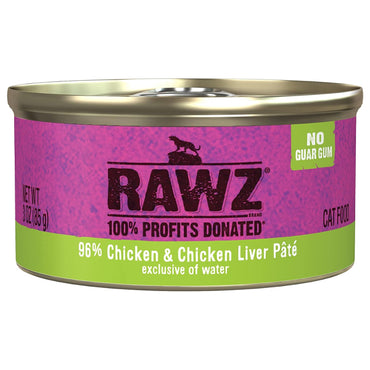 18 Pack - Rawz Natural Premium Pate Canned Cat Wet Food Chicken & Chicken Liver RAWZ
