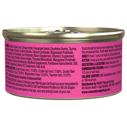 18 Pack - Rawz Natural Premium Pate Canned Cat Wet Food Chicken & Chicken Liver RAWZ