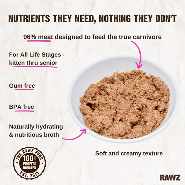 18 Pack - Rawz Natural Premium Pate Canned Cat Wet Food Chicken & Chicken Liver RAWZ