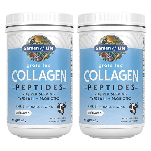 2 Pack - Garden of Life Grass Fed Unflavored Collagen Peptides Powder 14 Servings