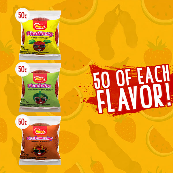 150 Count - Vero Pica Goma Mexican Candy Variety Pack Assorted Mix Individually Wrapped