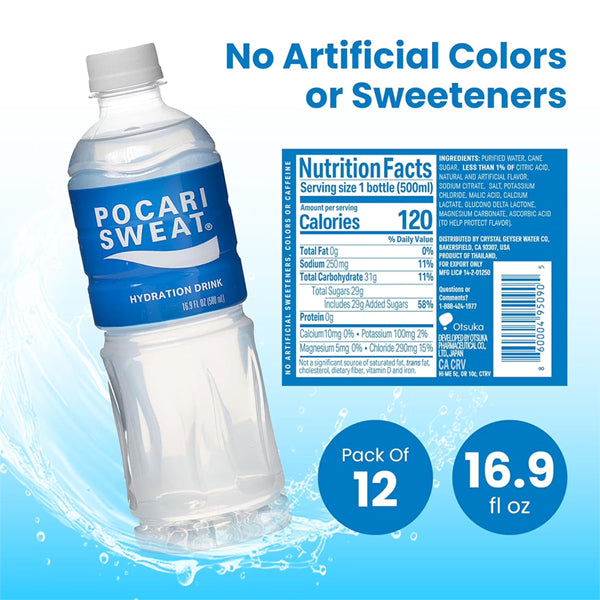 12 Pack - Pocari Sweat Electrolyte Hydration Sports Drink 16.9oz Pocari Sweat