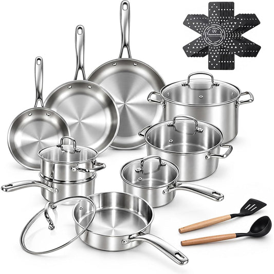 Ammeloo 22-Pieces Stainless Steel Cookware Set with Lids, Pots and Pans Set Ammeloo