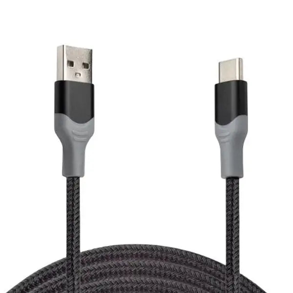 12 Pack - Powerxcel 10FT Kevlar USB-A to Type-C Fast Charging Cable Black Wholesale Bundle PowerXcel