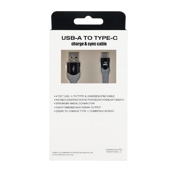 12 Pack - Powerxcel 4FT Kevlar USB-A to Type-C Fast Charging Cable Black Wholesale Bundle