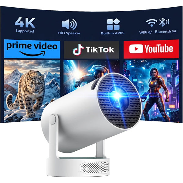 Mini Projector with WiFi and Bluetooth, 4K Support Portable Movie Projector Camworld